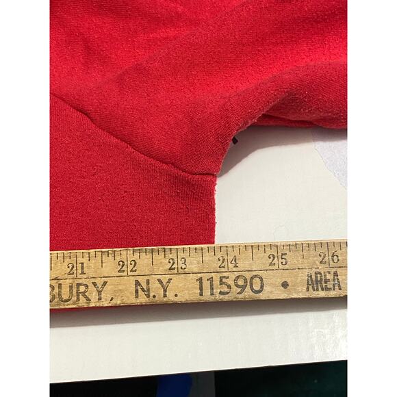 VTG Des Moines Airplane Sweatshirt Men's XL Red Made in USA Crew Pullover 24x28 - Picture 5 of 11